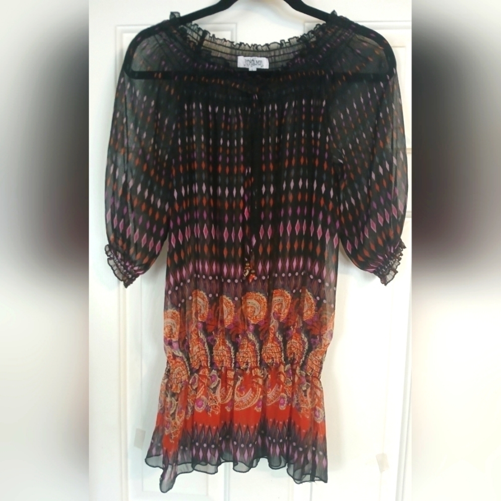 TRAMP Brand Sheer Short Sleeve Off the Shoulders Elastic Waist Size L